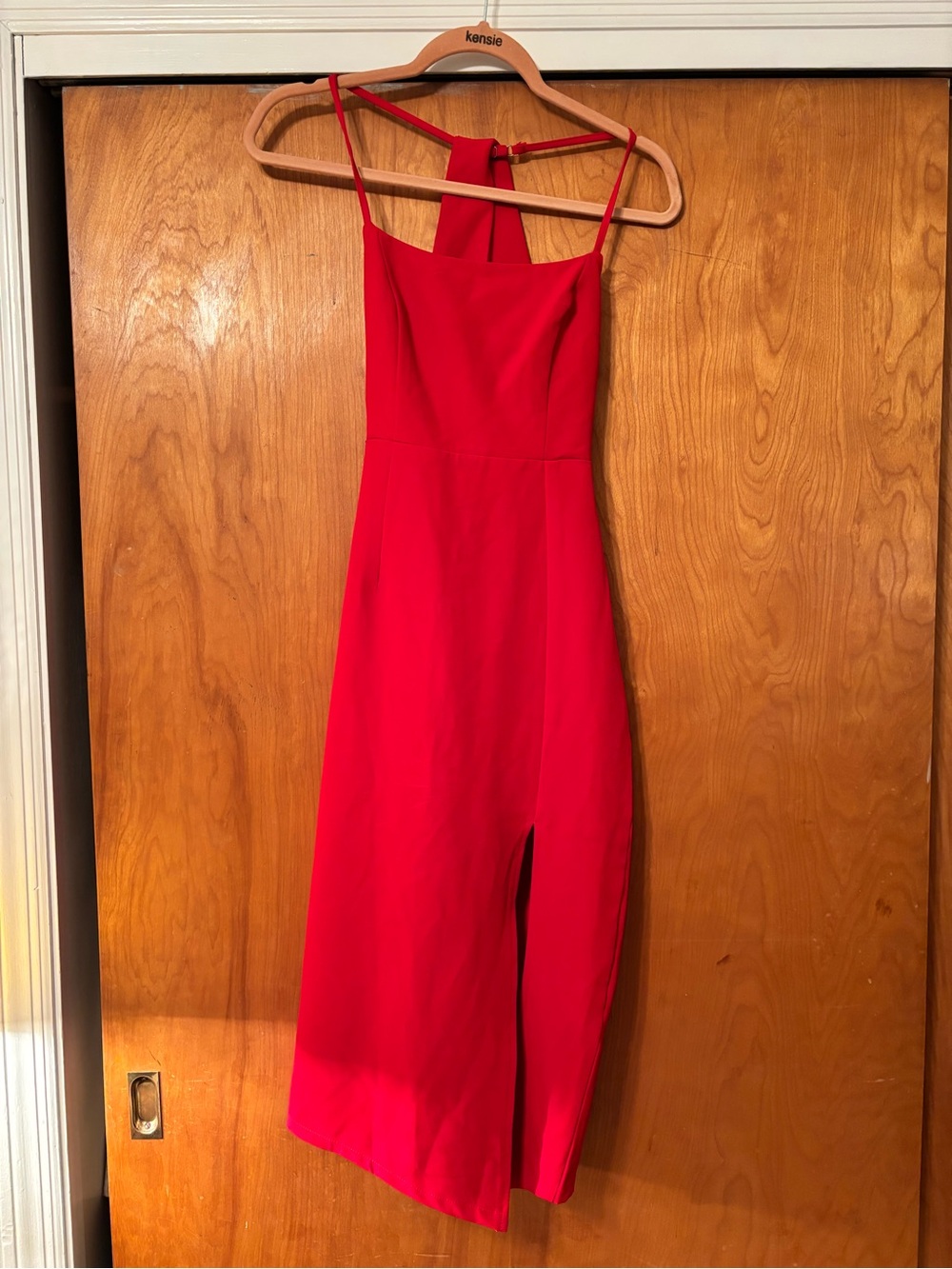 Hello Molly Red Midi Dress with Side Slit